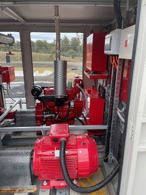 fire pump system inside industrial fire control facility